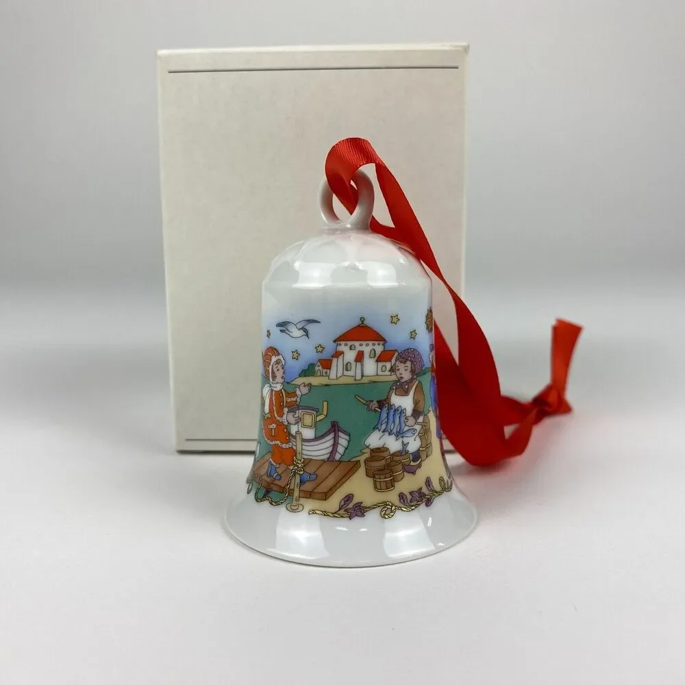 VTG Hutschenreuther Germany Porcelain Christmas Bell Ornament Baltic Sea 1994